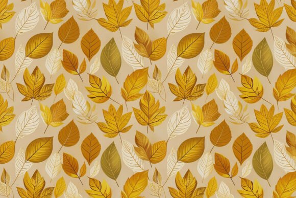 Download Gold Leaves Seamless Pattern Background - Premium Bundle