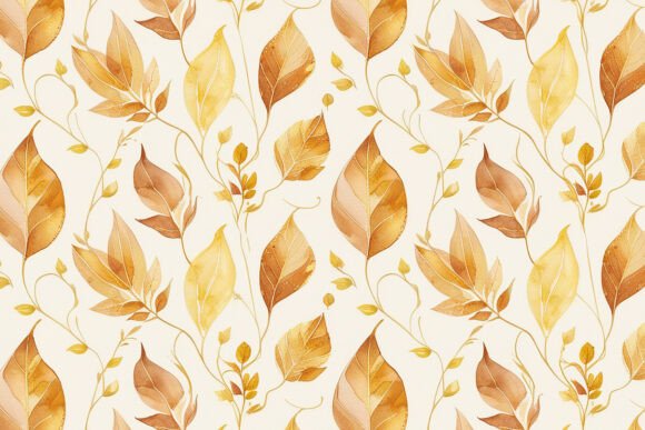 Download Gold Leaves Seamless Pattern Background - Premium Resources