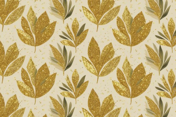 Download Gold Leaves Seamless Pattern Background - Premium Bundle